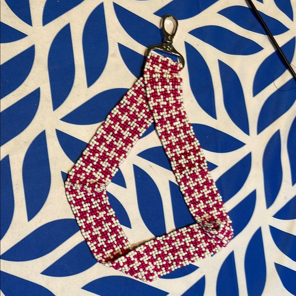 Chic Pink and White Key Card Holder Accessory